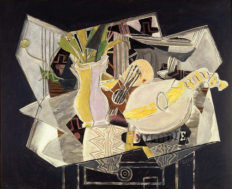 Vase, Palette, and Mandolin, 1936, by Georges Braque